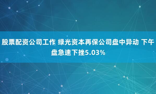 股票配资公司工作 绿光资本再保公司盘中异动 下午盘急速下挫5.03%